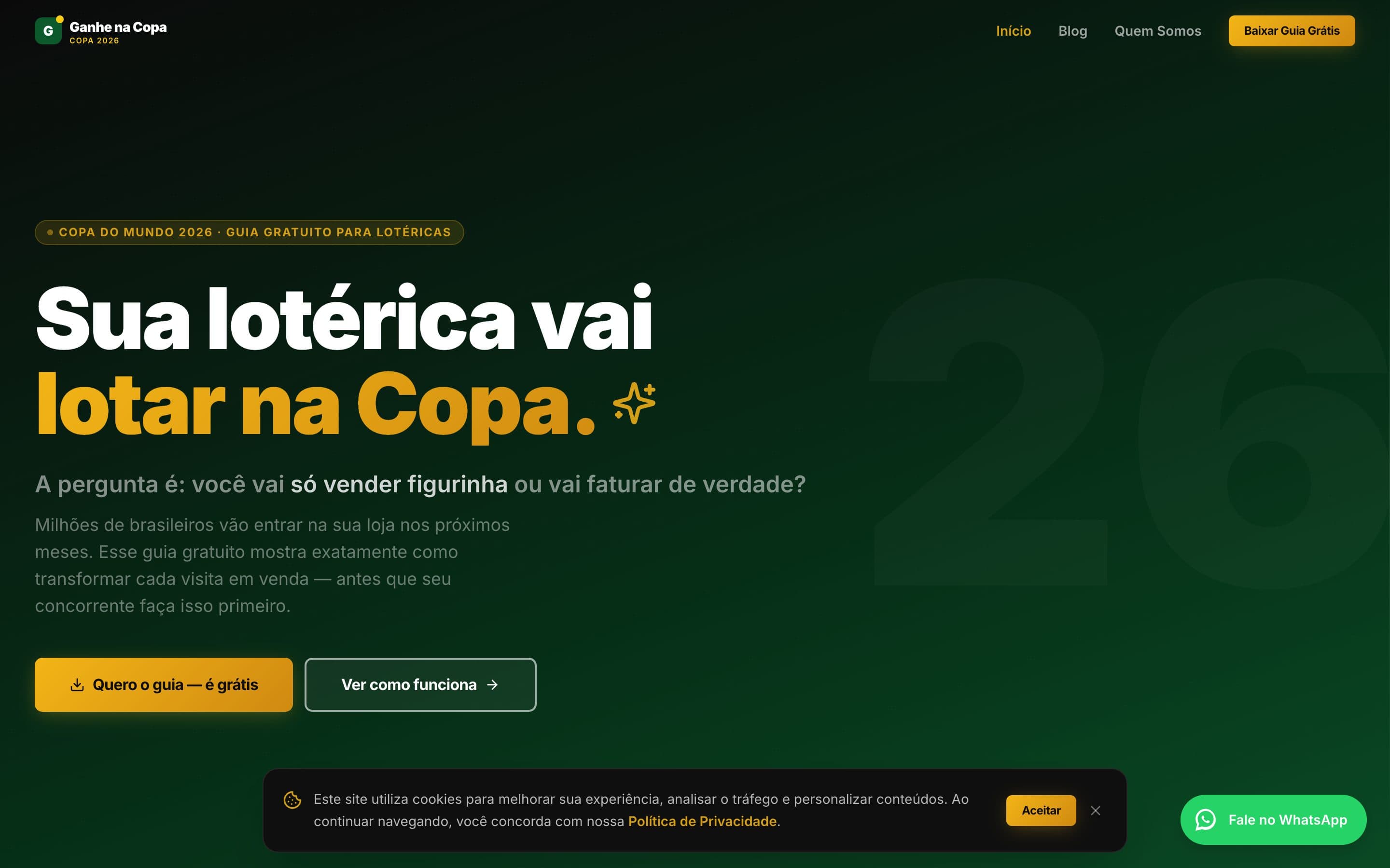 Captura de tela do site Ganhe na Copa